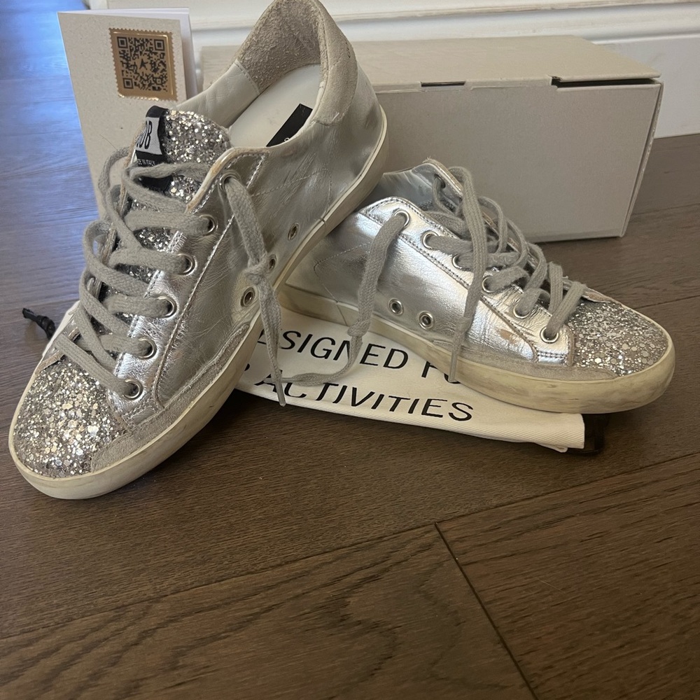 Golden Goose Silver Glitter Sneakers